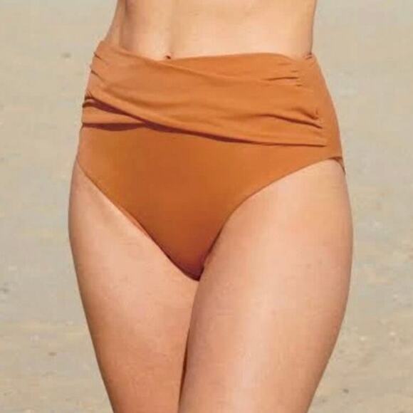 ANDIE SWIM The Barbados Bikini Bottom Womens Small Chestnut Orange High Rise NWT - Picture 2 of 11